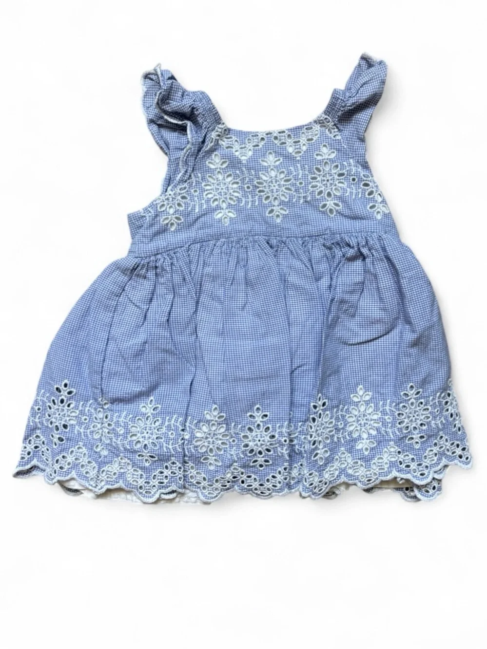 Baby Blue and White Dress with Embroidered Design